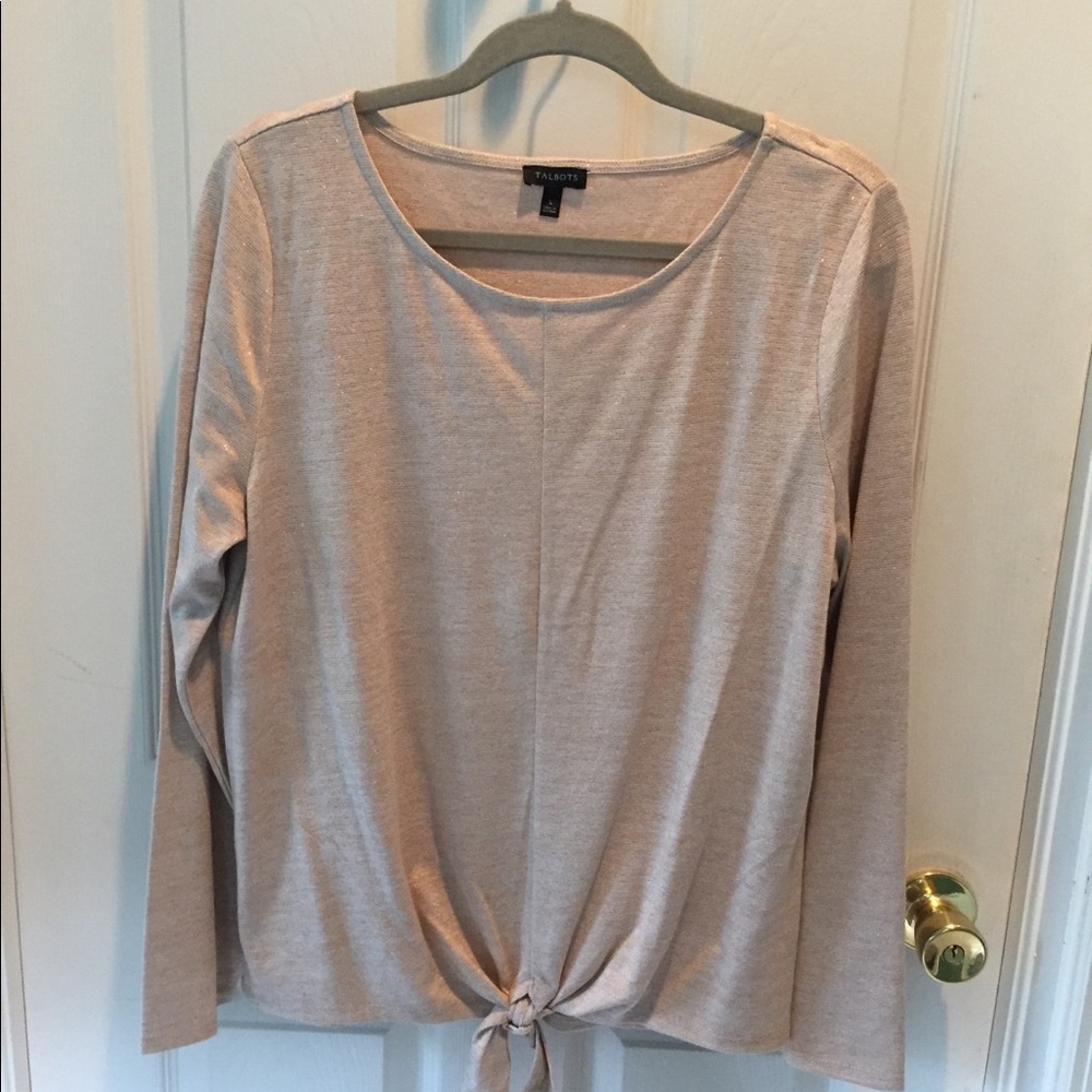 Gold Lurex tie front sweater
